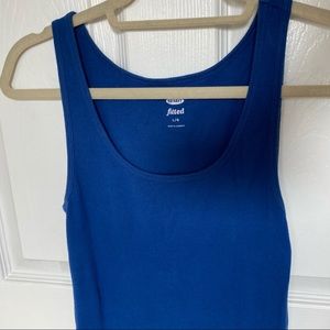 Blue, Long Fitted and Ribbed Tank (L)